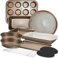 thumbnail image 1 of KITCHENATICS Nonstick Bakeware Set, Heavy Duty Professional Kitchen Baking Pan Set Cookie Sheet Set, Cooking Baking Set, Baking Pans, Carbon Steel Bakeware Set, Oven Pan Set - Champagne, 1 of 9