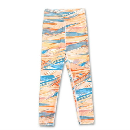 MIXUE Girls Pants Kids Summer Tie Dye Gradient Print Elastic High Waist Slim Athletic Leggings Sports Yoga Soft Breathable Trousers Daily-Wear Orange 9-10 Years