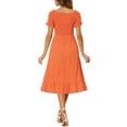thumbnail image 3 of INSPIRE CHIC Summer Smocked Dresses for Women's Off the Shoulder Ruffle Hem Midi Dress XS Orange, 3 of 6
