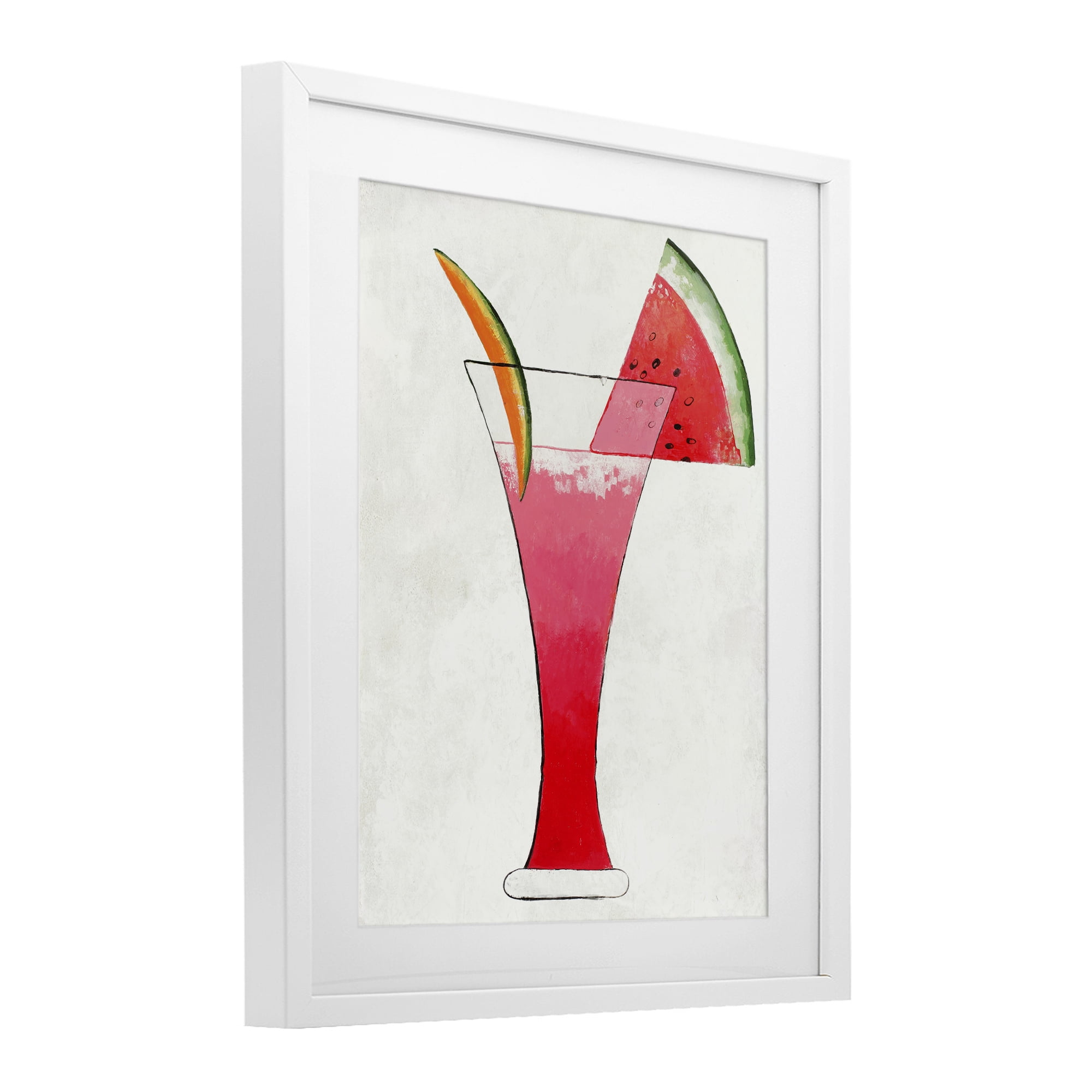 Stupell Industries Summer Cocktail Watermelon Slice White Framed Print Under Glass, design by Lorenzo Collective