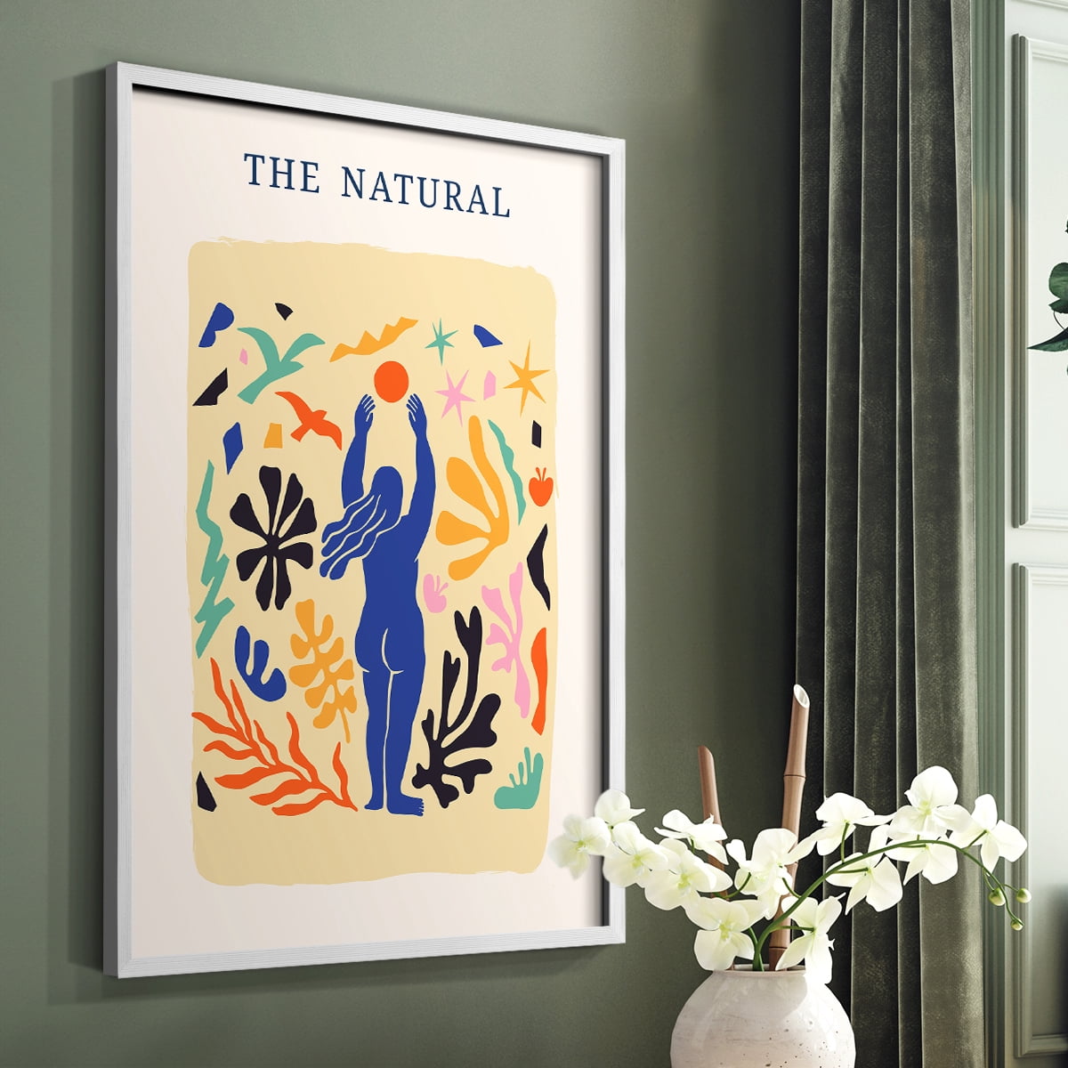 Matisse CDXLII in White Solid Wood Framed Print No Nail Hanging