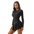 thumbnail image 2 of YONGHS Women's Rhinestone Figure Skating Dress Long Sleeves Spandex Gymnastics Leotard Black M, 2 of 7
