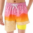 thumbnail image 4 of Tween Kids Swim Trunks With Ice Print Elastic Waist Drawstring Quick Dry Kids Bathing Suits 11-12 Years, 4 of 4