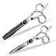 thumbnail image 1 of Tijeras de peluquería profesionales de 15 cm (6 pulgadas) y tijeras de entresacar, kit de barbería de acero 440C con estuche., 1 of 5