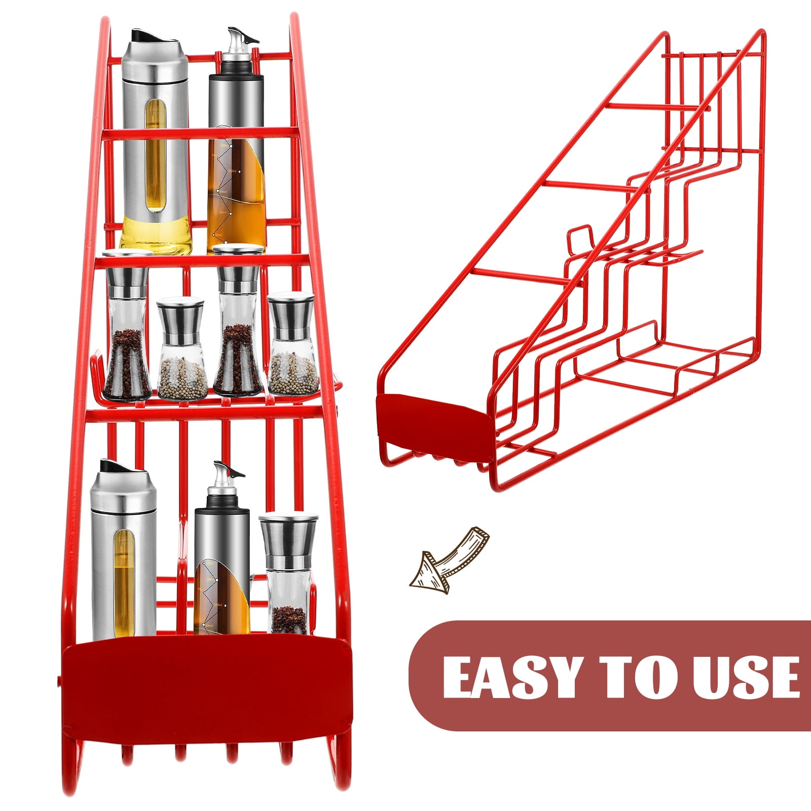 RENACLIPY Syrup Bottle Holder Iron Wire Rack in Red for Storage of Seasoning and Jam Bottles
