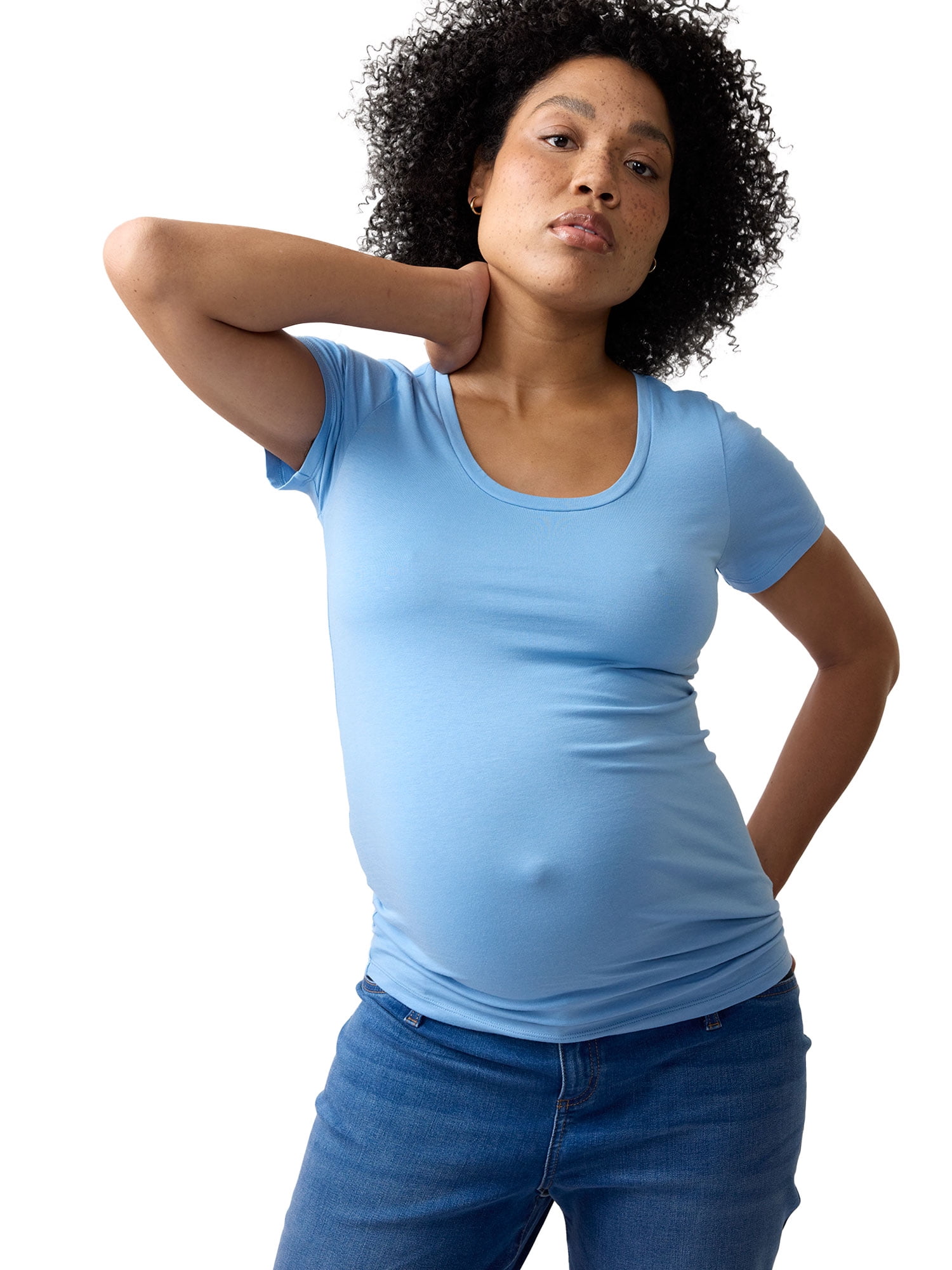 Ingrid & Isabel For Every Belly Women's Maternity Short Sleeve Fitted Scoop Tee, Sizes S-XXL