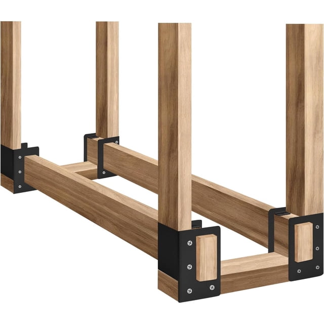 8 pack Firewood Log Storage Rack Bracket,Adjustable Heavy Duty Powder Coated Steel Holder,Fireplace Wood Storage,Log Holder For Patio Deck