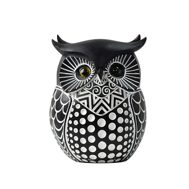 Estatua de búho, decoración del hogar, figura de búho, manualidades modernas y sencillas, lindas decoraciones de búho para Negro