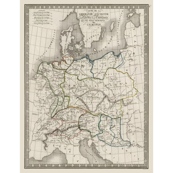 Historic Map - Germany Ancient - Monin 1839 - Vintage Wall Art