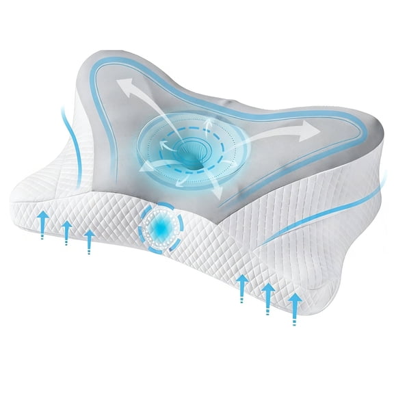 Nextay Ergonomic Cervical Pillow King Size, Memory Foam, Cooling Breathable Cover, Neck Shoulder Comfort Support Pillow, Grey