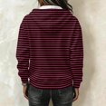 thumbnail image 5 of Striped Hoodie for Women Corduroy Long Sleeve Quarter Zip Drawstring Hood Kangaroo Pocket Loose Fit Pullover Sweatshirt Casual Streetwear Fall Winter, 5 of 5
