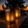 thumbnail image 3 of Hasako 2-Pack 13" Vintage Candle Lantern with Led Flameless Candle (6hr Timer) - IP65 Waterproof Battery Powered - Outdoor Patio Hanging Lanterns Decorative Tabletop Lanterns, 3 of 6