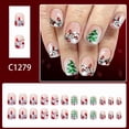 thumbnail image 2 of Christmas Press on Nails 24Pcs, Snowflake Wearable Spooky Fake Nails Set, Reusable False Nails with Double-Sided Stickers for Holiday Party Daily Wear Women Girls, Christmas Nail Art, 2 of 4
