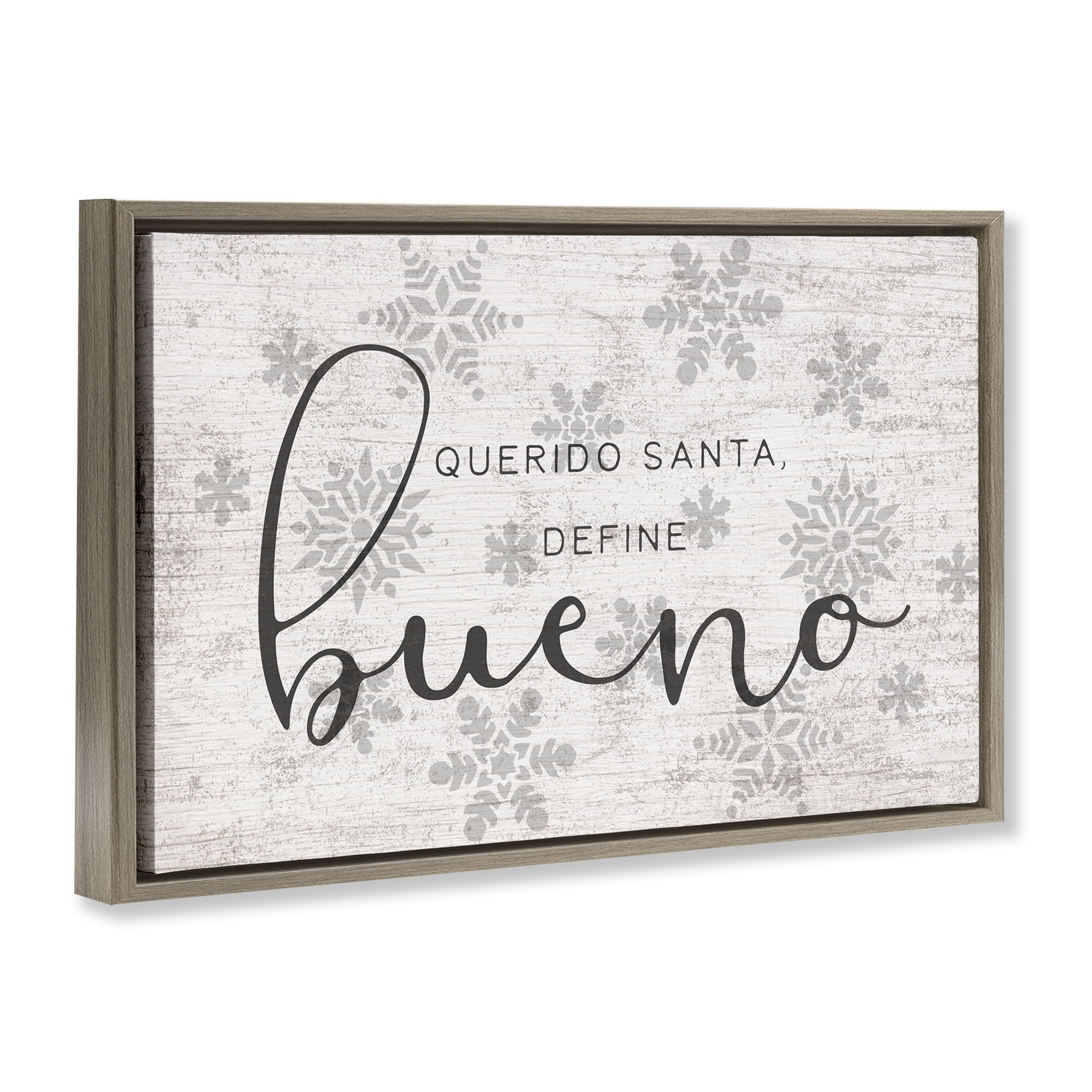 Stupell Industries Querido Santa Define Bueno Holiday Painting Brown Floater Framed Art Print Wall Art, 25 x 17