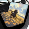 thumbnail image 4 of Uourmeti Car Seat Covers Easy to Install Polyester Fabric, Compatible with Automotive Seats Sedan Seats, for Truck Sedans, Black Horse Sunflower Print, 4 of 10