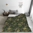 thumbnail image 5 of Bingfone Green Camouflage Skull Print Flannel Fleece Blanket Throw Blanket for Bed,Sofa,Couch,Travel,Camping(40"x30" ), 5 of 8
