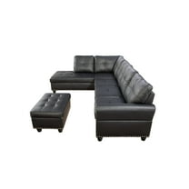 Newboti Furniture Irine Faux Leather Sectional Sofa with Ottoman 45810