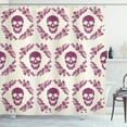 thumbnail image 1 of Ambesonne Sugar Skull Shower Curtain, Maroon Motif Flowers, 69"Wx84"L, Fuchsia Cream, 1 of 3