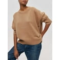thumbnail image 3 of Biekopu Women Loose Knit Sweater Solid Color Long Sleeve Pullovers Spring Fall Crew Neck Jumpers Streetwear, 3 of 6
