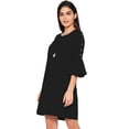 thumbnail image 2 of eloria Women's Midi Dress Bell Sleeve Key Hole Tie Neck Summer Dress Size: XS | Color: Black, 2 of 5