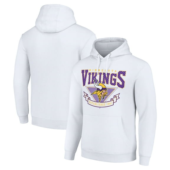 Men's Starter White Minnesota Vikings -80s Inspired Pullover Hoodie