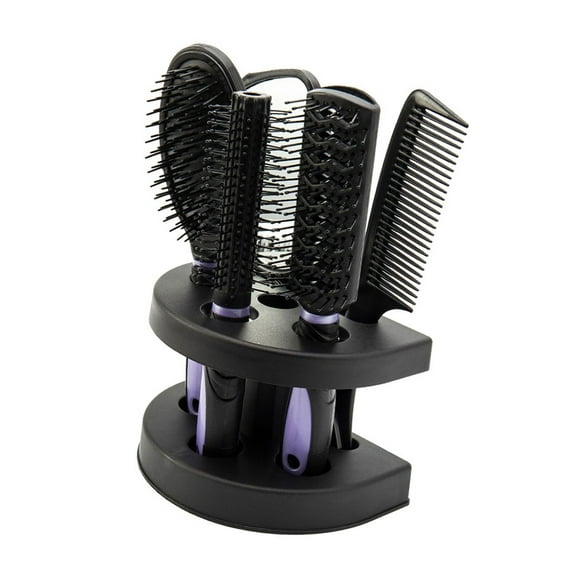 Pluokvzr 5Pcs Hair Brushes and Combs Set with Mirror Hair Care Massage Professional Hairbrush Sweet Gift for Women Ladies Girls Long Short Curly Straight Hair Birthday Christmas and other Occasions