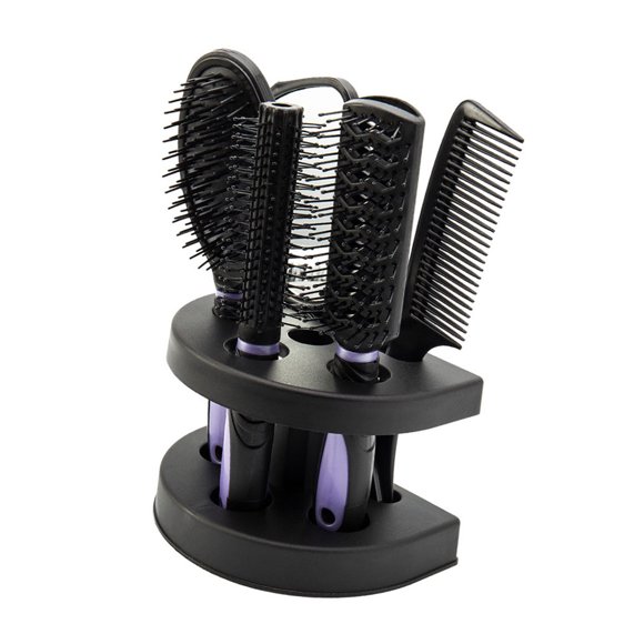 Willstar Ensemble de 5 Brosses à Cheveux pour Femmes avec Support, Peigne, Brosse d'Évacuation, Brosse à Palette, Brosse à Friser, Miroir, Léger, Portable, Ensemble de Peignes à Cheveux pour Adolescentes, Cadeaux pour Femmes, Tous Types de Cheveux