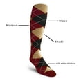 thumbnail image 2 of Golf Knickers Colorful Knee High Argyle Cotton Socks For Men Women and Youth - CCCC: Maroon/Khaki/Black - Youth, 2 of 2