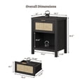 thumbnail image 2 of SICOTAS Rattan Nightstands Set of 2 with Charging Station, Farmhouse Beside Tables with Drawer&Shelf for Bedroom,Black Oak, 2 of 10
