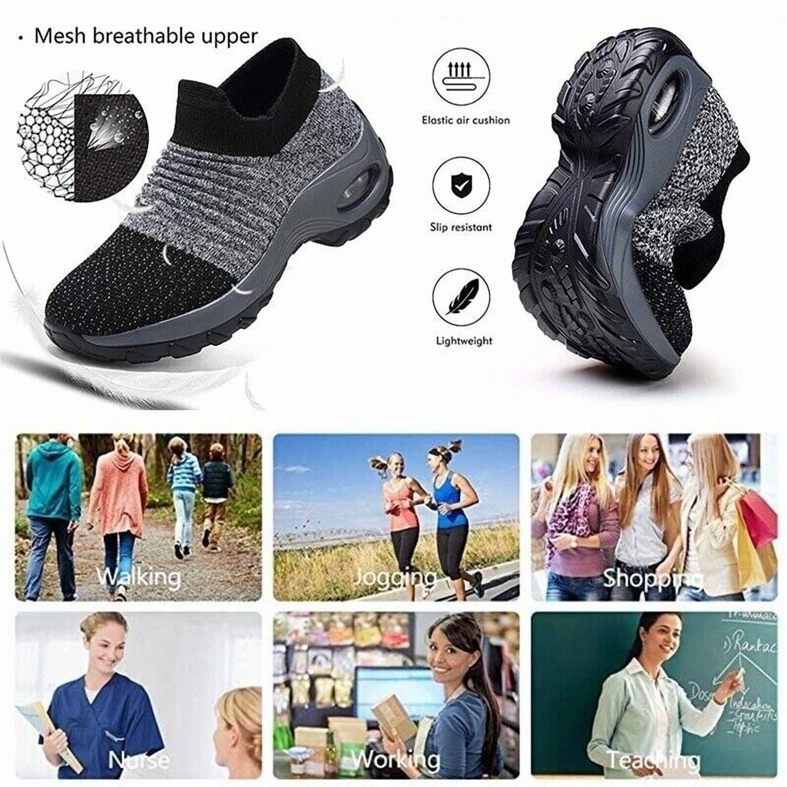 Women Walking Shoes Breathable Sneakers Slip on Outdoor Running Tennis Trainers