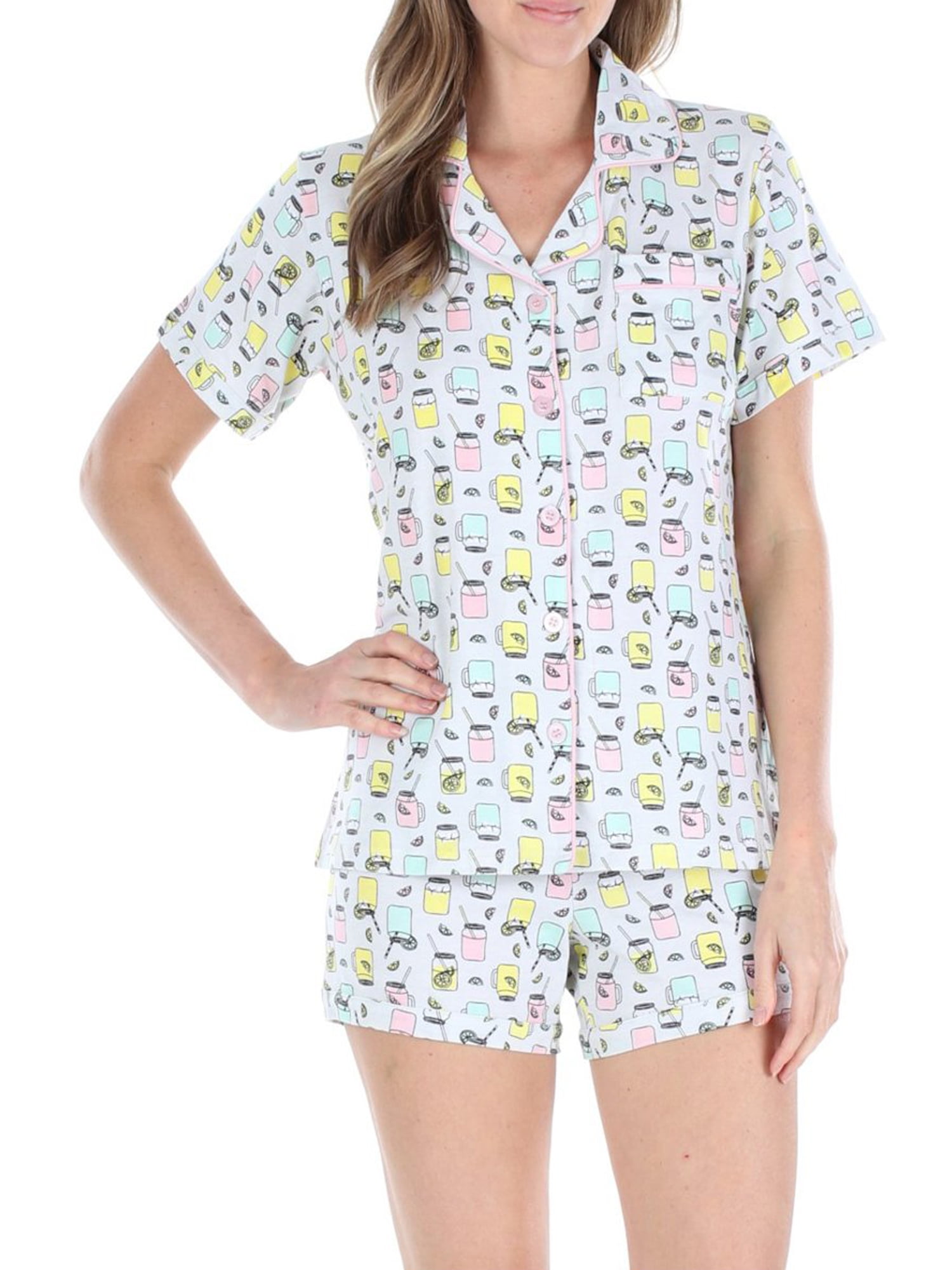 Sleepyhead Sleepyheads Women's Jersey Short Sleeve ButtonUp Top and