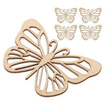 GOOHOCHY DIY Unfinished Wooden Butterfly Shaped Slices for Crafts Painting and Home Decor 5 Pieces Bulk Beige