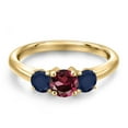 thumbnail image 3 of Gem Stone King 10K Yellow Gold Red Rhodolite Garnet and Blue Sapphire Engagement Ring for Women | 1.30 Cttw | Round 5MM | Gemstone January Birthstone | Size 6, 3 of 6