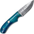 thumbnail image 3 of Bilot 7" Drop Point Damascus Steel Fixed Blade Knife Perfect for Skinning & Hunting with Blue Dyed Bone handle includes Leather Sheath, 3 of 7