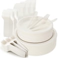 thumbnail image 1 of Juego de platos y cubiertos desechables de 250 piezas, kit de vajilla de bagazo compostable que incluye platos de papel de 7 y 9 pulgadas, compatibles, cuchillos y cucharas com, 1 of 5