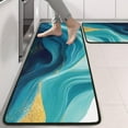 thumbnail image 2 of Kitchen Rugs Sets Of 2,Teal and Gold Marble Ink Swirls Pattern Anti Fatigue Kitchen Mat Rugs Non Slip Washable,Decorative Kitchen Floor Mats for Kitchen,Sink,Laundry,17"x47"+17"x47", 2 of 5
