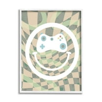 Stupell Industries Gamer Smile Patterned Abstract Painting White Framed Art Print Wall Art, 16 x 20