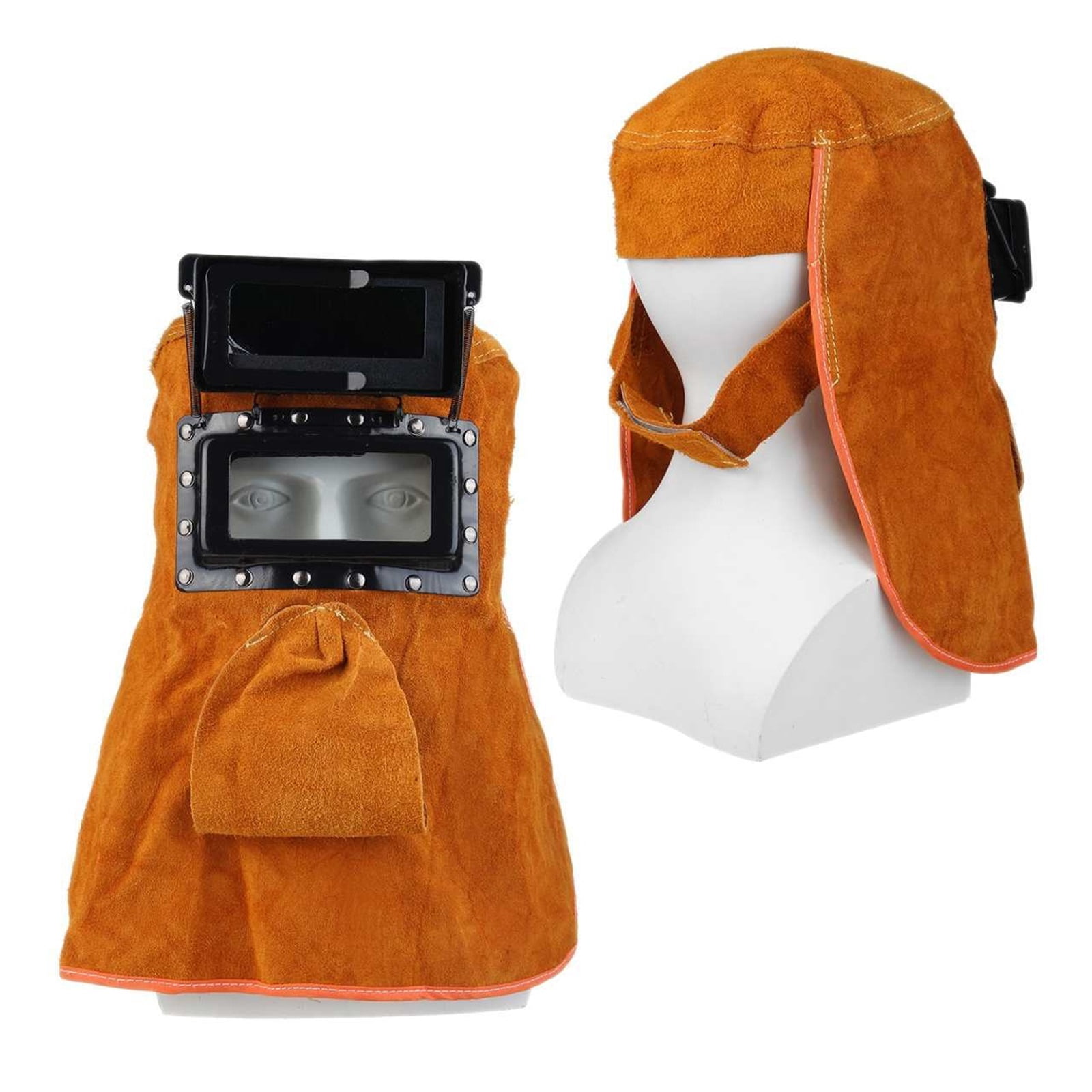 Solar Auto Darkening Filter Lens Welder Leather Hood Welding Breathable Helmet Mask Yellow Head-Mounted Leather Hood Grinding ,Great Choice