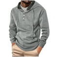 thumbnail image 2 of 1/4 Button Hoodies for Men,Long Sleeve Sweatshirts Jacquard Sweatshirt Drawstring Hooded Pullover Casual Hoodies Workwear Regular Fit Sweater Oversized Hoody Tops with Pocket Activewear, 2 of 7