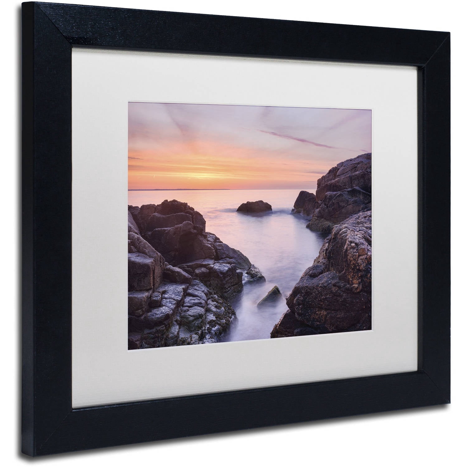 Trademark Fine Art "Between Rocks" Canvas Art by Michael Blanchette Photography White Matte, Black Frame