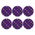 thumbnail image 2 of Bingfone Vintage Purple Mardi Gras Leather Drinks Coasters With Set Of 6,Suitable For Home Kitchen,Coffee Cup Coasters Home Gift, 2 of 9