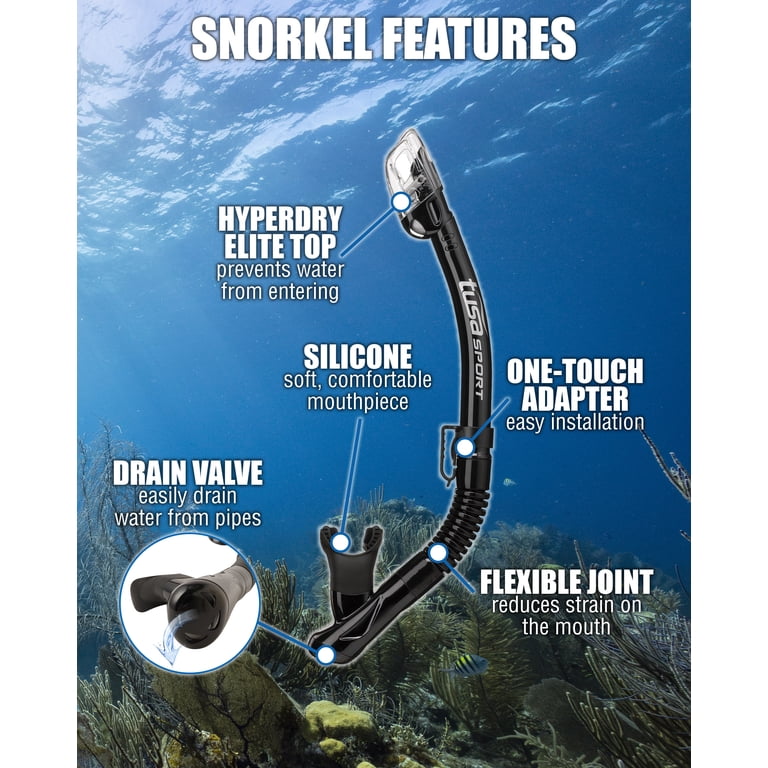 TUSA Sport Adult Visio Tri-EX Mask Y Dry Snorkel Combo Black/Metallic