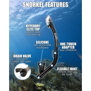 TUSA Sport Adult Visio Tri-Ex Mask, Dry Snorkel, and Fins Travel Set, Black/Metallic Dark Red, Large