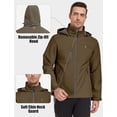 thumbnail image 4 of Men’s Softshell Jacket with Removable Hood, Fleece Lined and Water Repellent Olive Green 3XL, 4 of 7