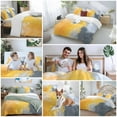 thumbnail image 5 of Abstract Color Block Duvet Cover Set Full Size, Yellow Grey Graffiti Oil Painting Style 4 Piece Soft Microfiber Bedding Set with 1 Duvet Cover, 1 Flat Sheet, 2 Pillowcases, 5 of 9