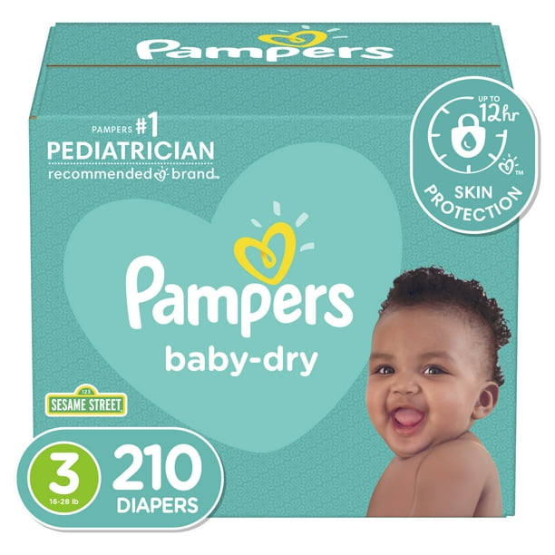 Pampers BabyDry Extra Protection Diapers, Size 3, 210 Count Walmart