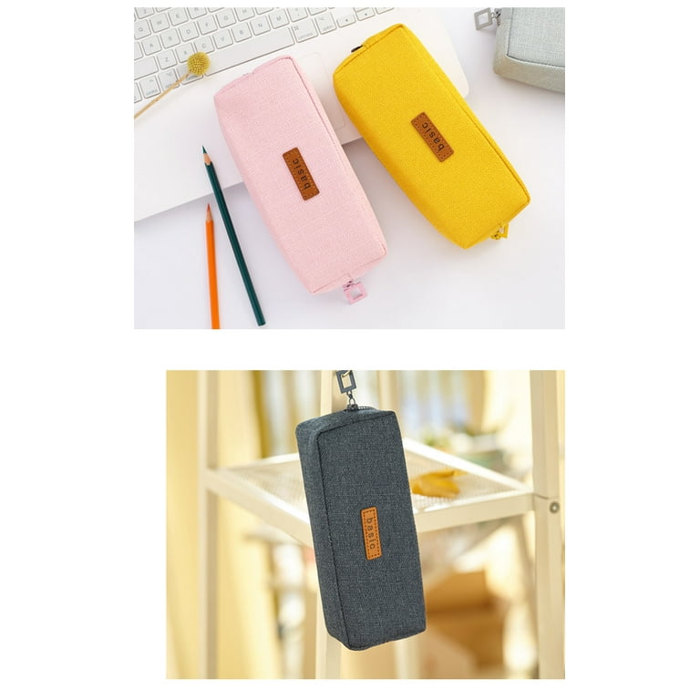 iSuperb Portable Pencil Case Large Capacity Cotton Linen Organizer Storage Zipper Compartments Pen Bag Pouch Makeup Bag