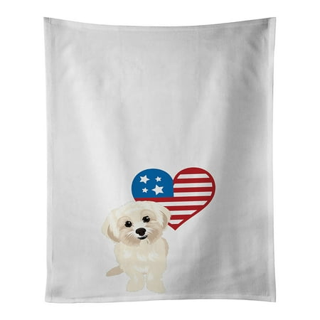 

Shih-Tzu Gold #4 Patriotic White Kitchen Towel Set of 2 19 in x 28 in