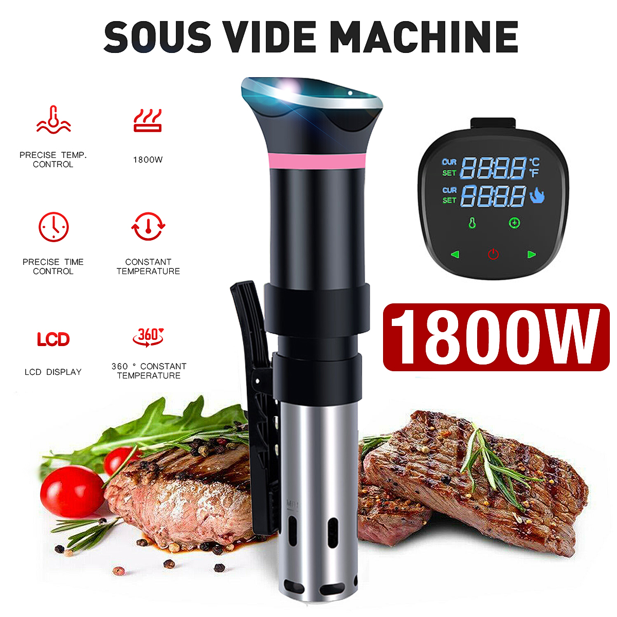 1000W Sous Vide Machine Precision Cooker Stainless Steel Thermal