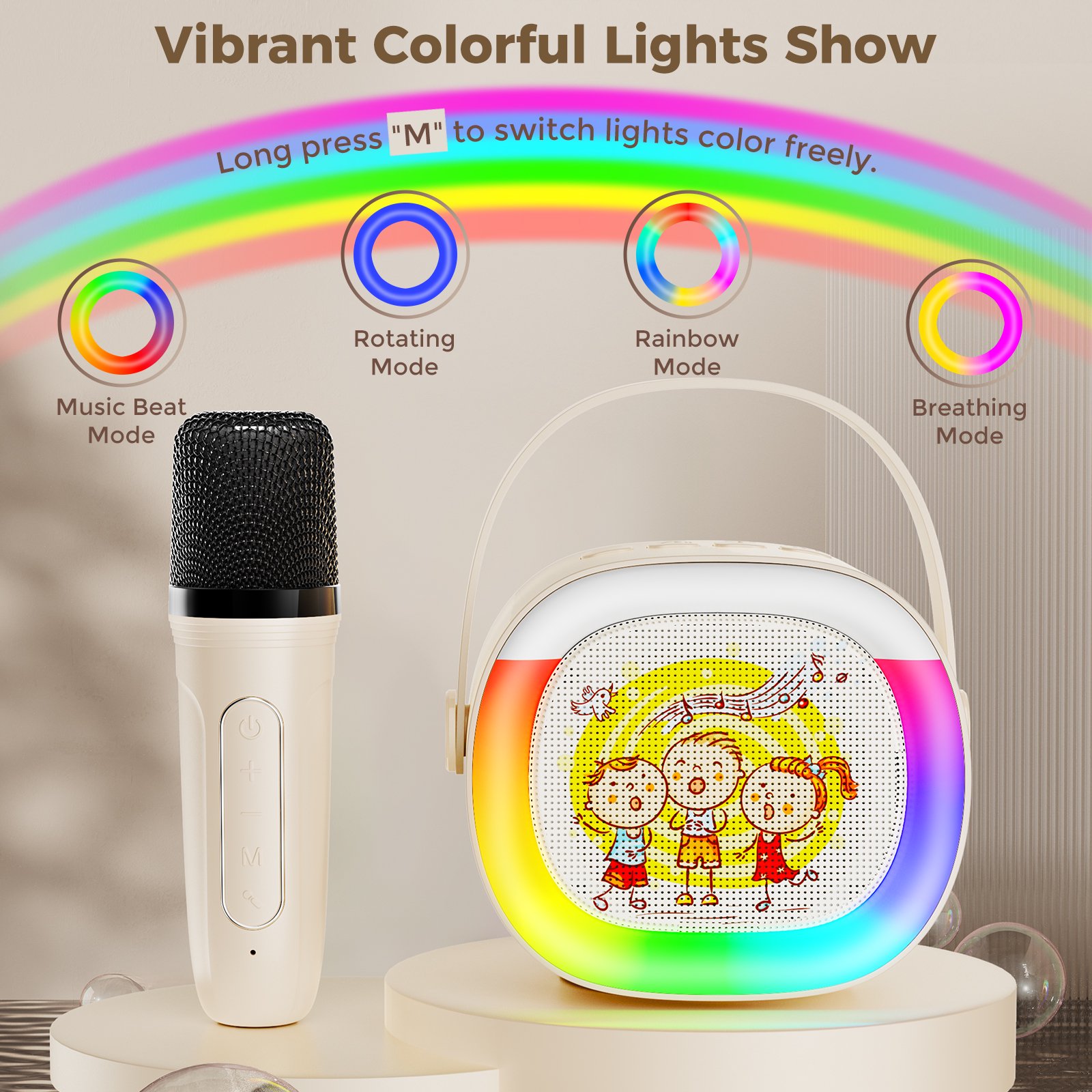 JYX Mini Karaoke Machine with 2 Wireless Microphones, RGB Lights photo 3